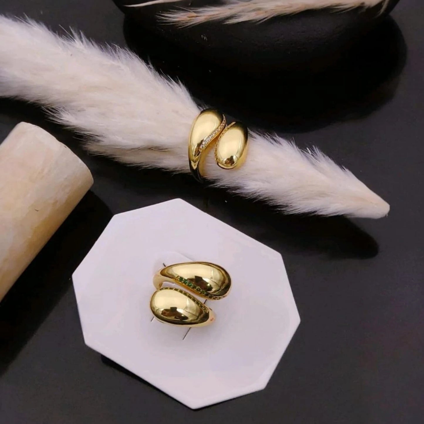 Luna Dual Curve Gold Ring