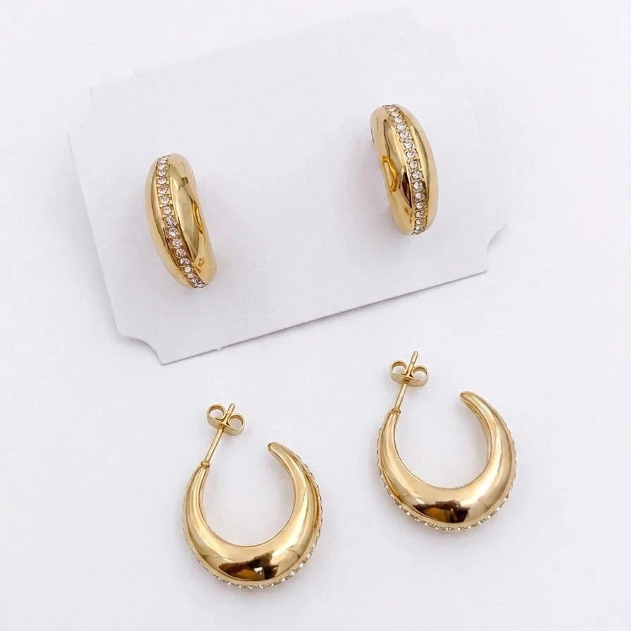 Luna Pave Gold Hoop Earrings