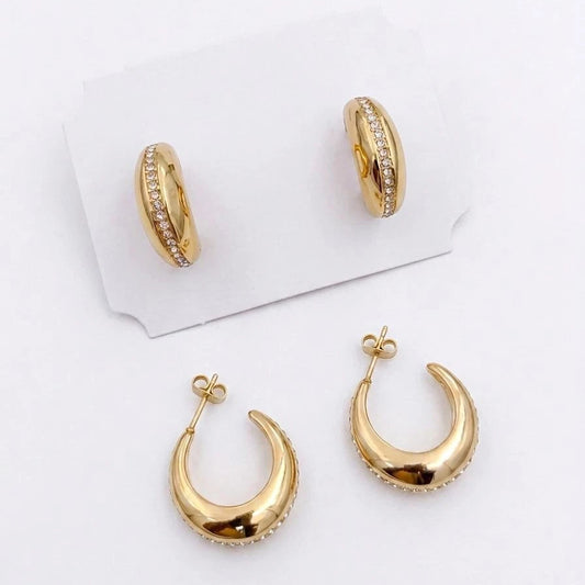 Luna Pave Gold Hoop Earrings