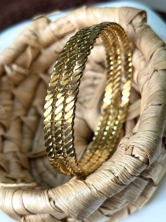 Luxe Braid Gold Bangles (3SET)