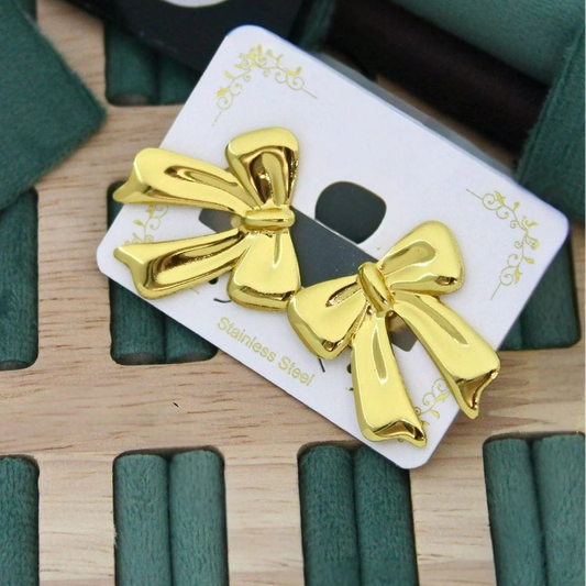 Luxe Golden Bow Statement Earrings