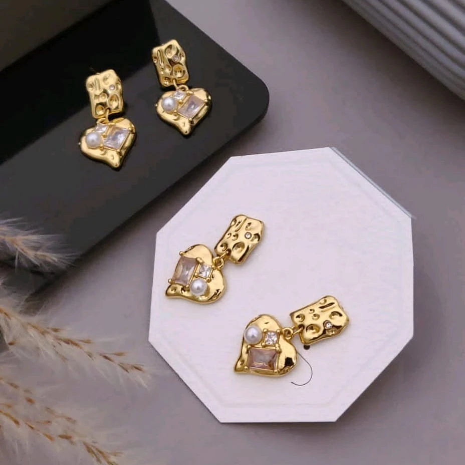 Luxe Heart Charm Drop Earrings
