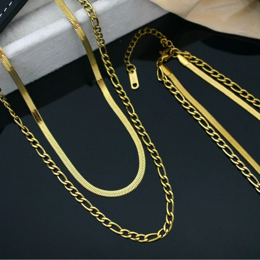 Nexora Twin Chain Necklace – Gold & Silver