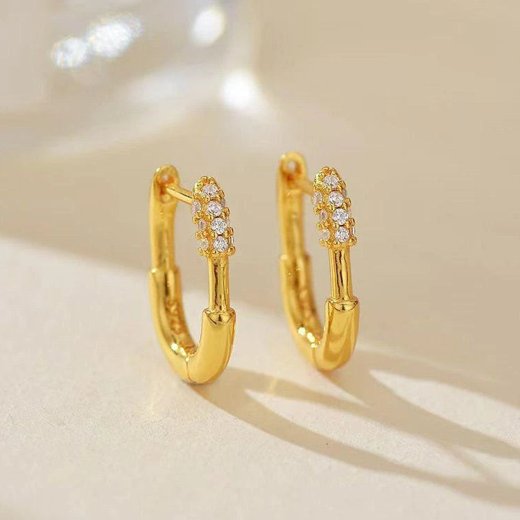 Luxury Golden Crystal Hoop Earrings