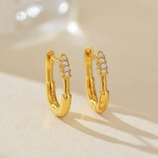 Luxury Golden Crystal Hoop Earrings