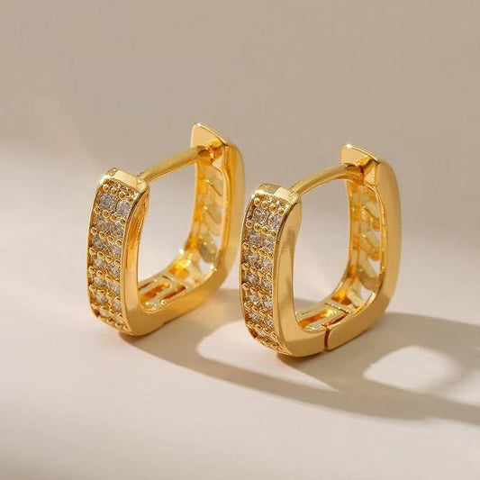 Luxury Golden Pavé Hoop Earrings