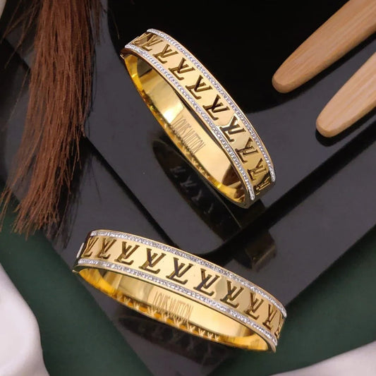 Luxury Monogram Crystal Gold Kada
