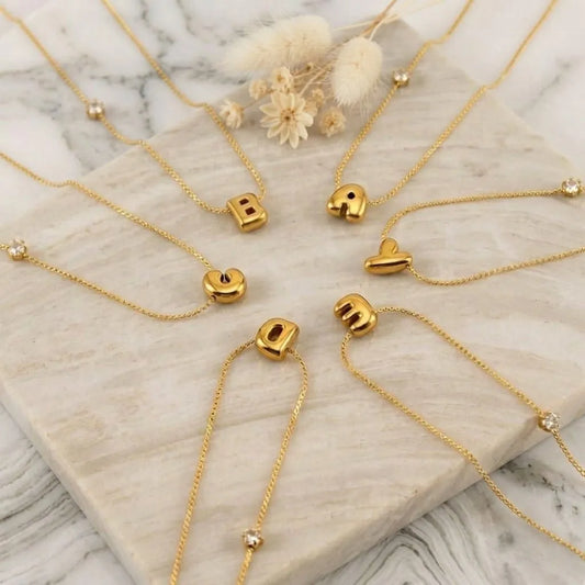 Minimal Gold Alphabet Charm Necklace
