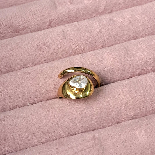 Minimal Wrap Crystal Gold Ring