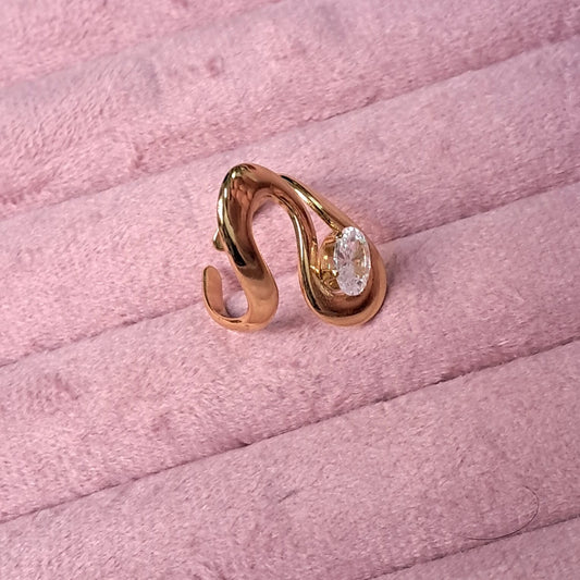 Minimalist Wave Crystal Ring