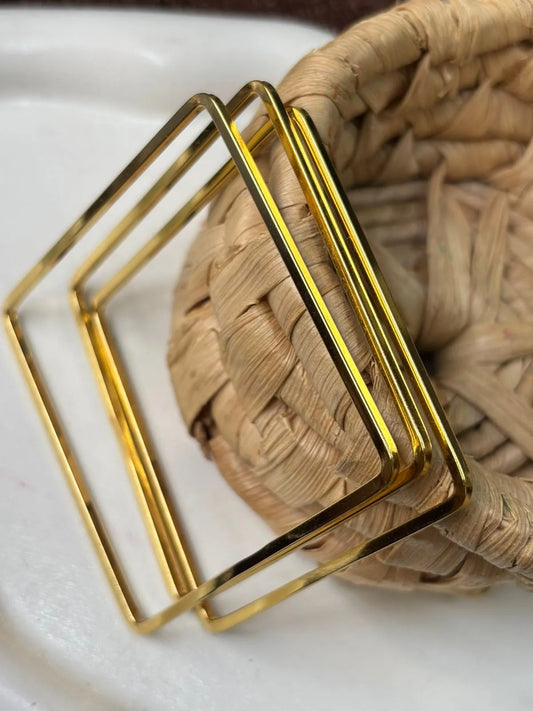 Modern Square Gold Bangles (3SET)