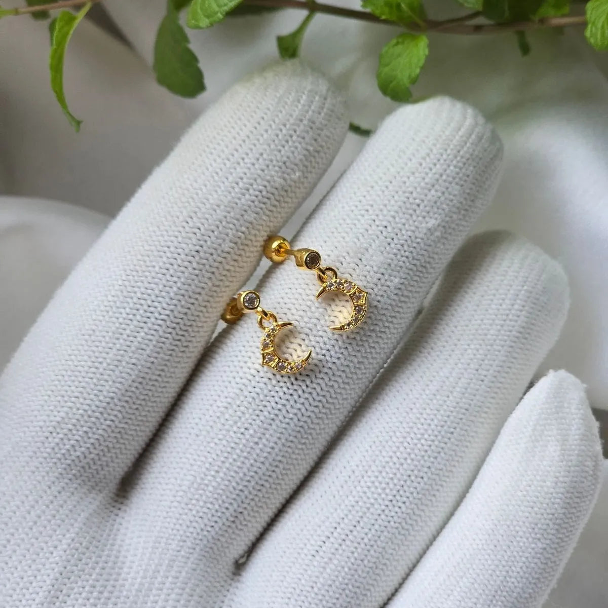 Moonlight Crystal Gold Ear Piercing