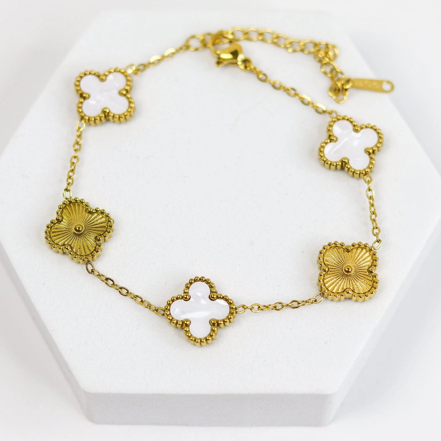 Pearl Floral Clover Bracelet