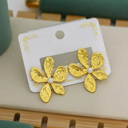 Pearl Petal Flower Earrings