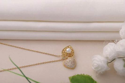 Pearl Heart Locket Pendant Necklace