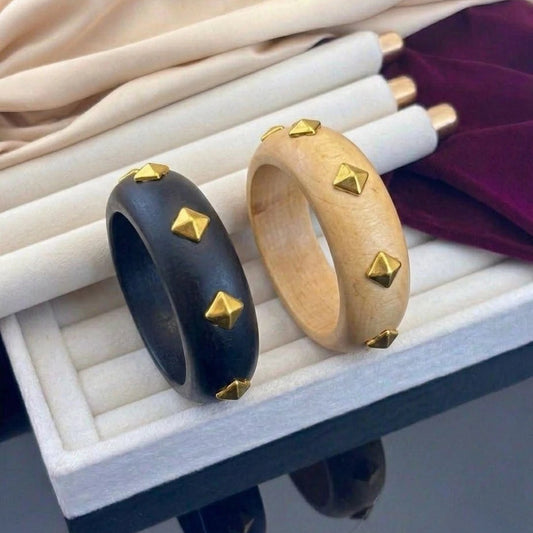 Pyramid Stud Wooden Kada
