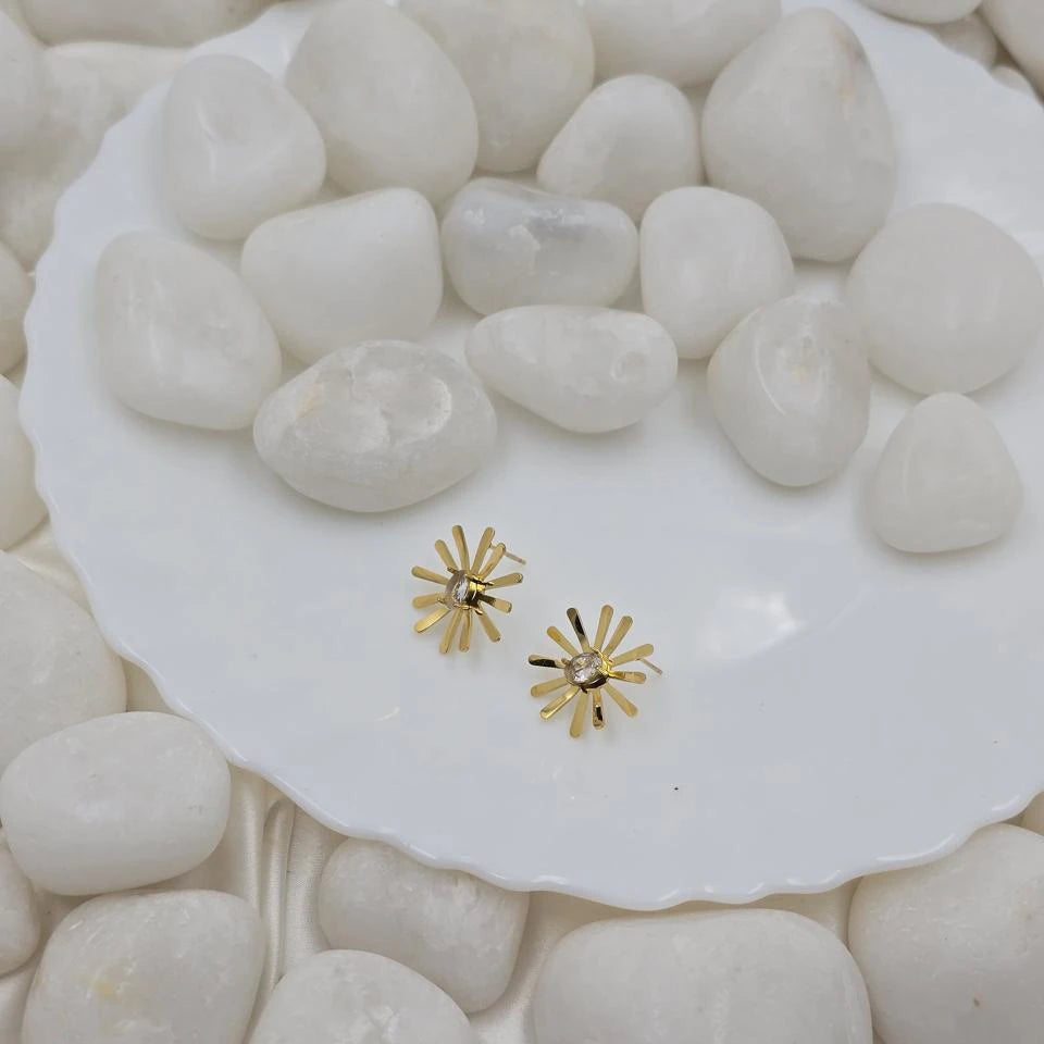 Radiant Sunburst Crystal Stud Earrings
