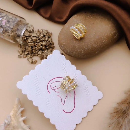 Royal Pearl Wave Cuff Earrings