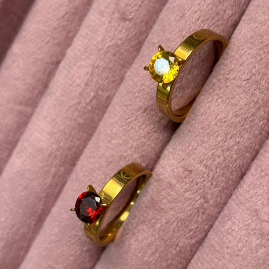 Ruby & Citrine Solitaire Ring