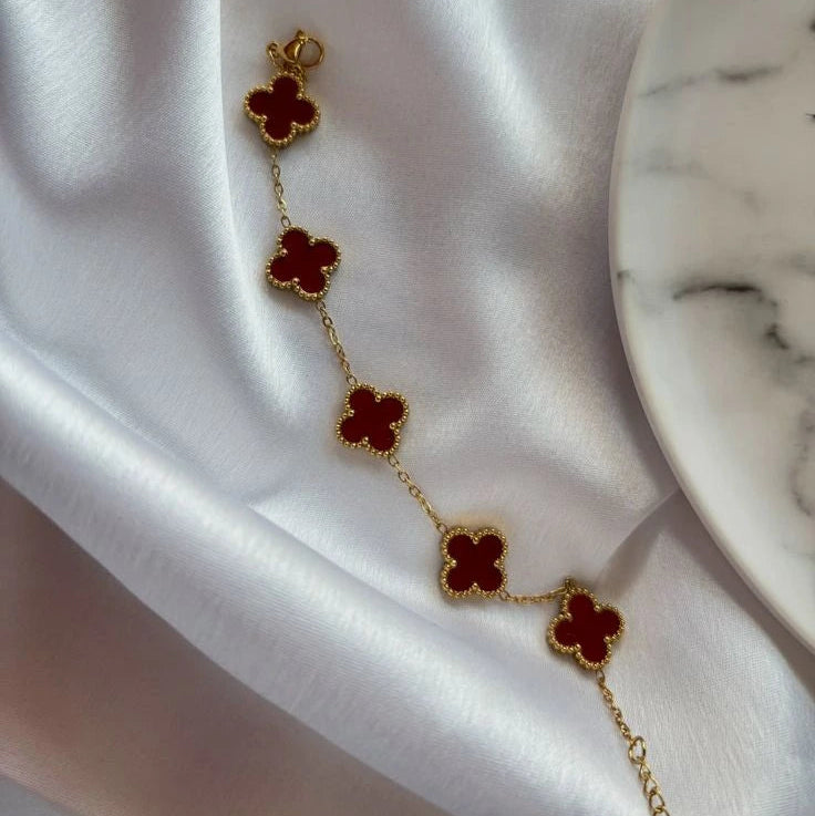 Ruby Clover Elegance Bracelet