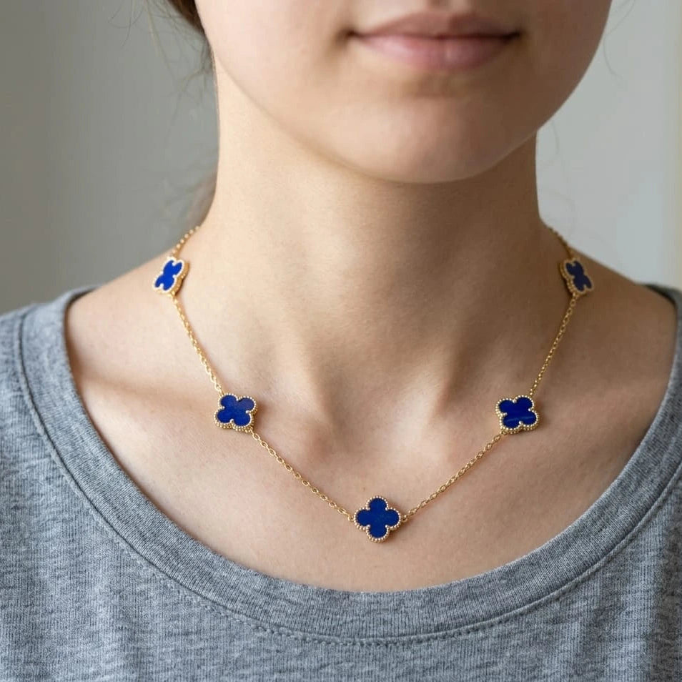 Sapphire Clover Luxe Layered Necklace