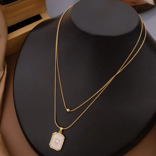 Seraphina Pearl Frame Layered Necklace