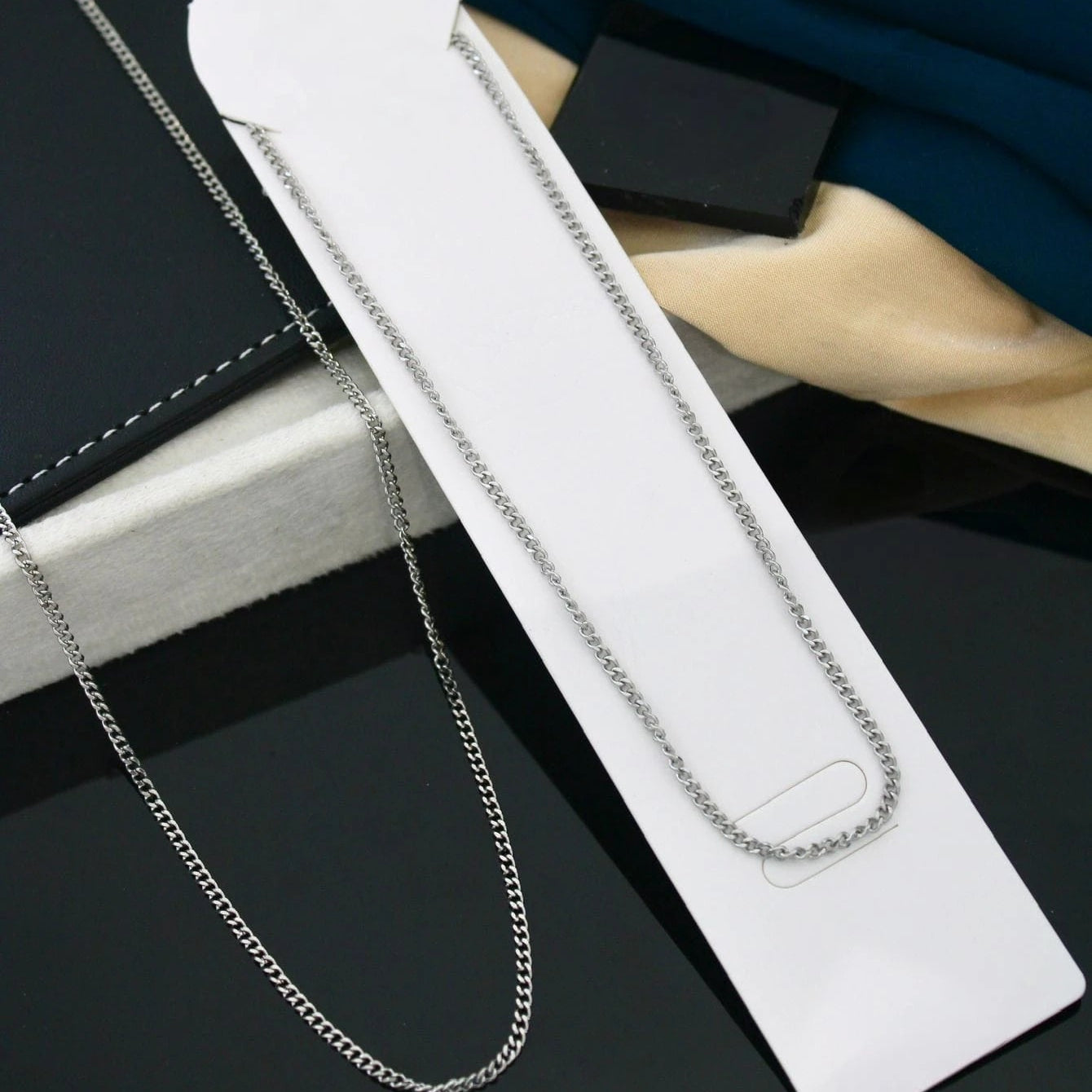 Classic Silver Curb Chain Necklace