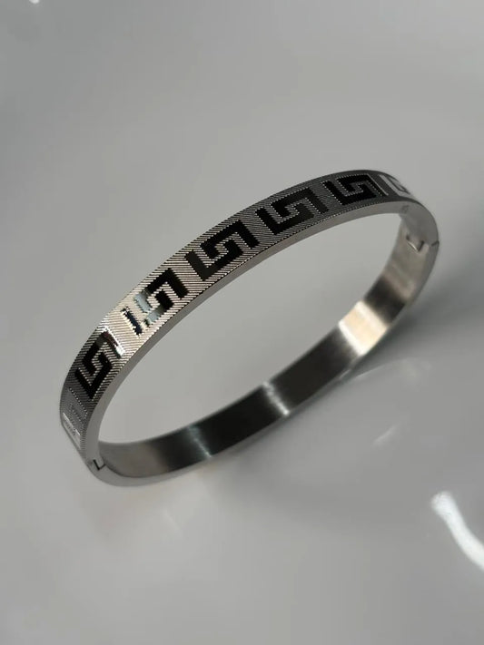 Silver Greek Key Kada
