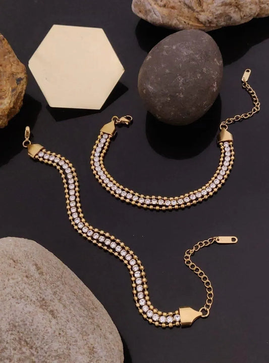 Sparkling Gold Double Row Bracelet