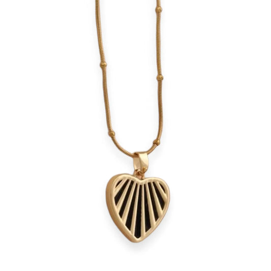 Striped Heart Pendant Necklace