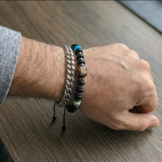 Titan Bead & Chain Men’s Bracelet