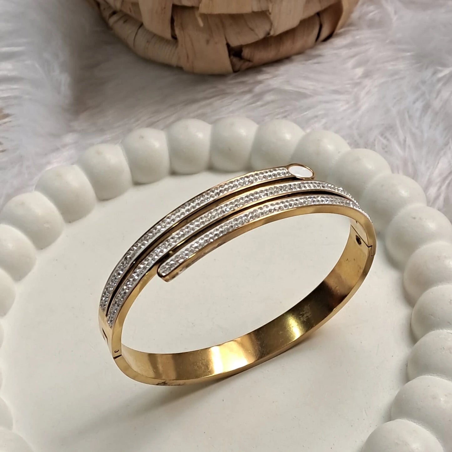 Triple Line Crystal Kada