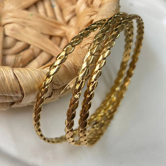 Twisted Luxe Gold Bangles (3SET)