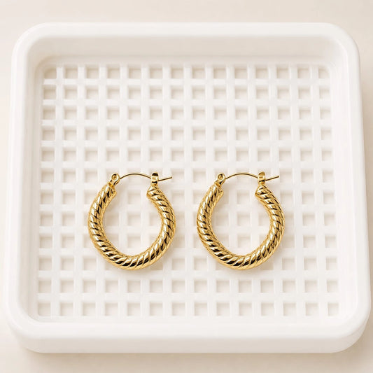 Valencia Twist Gold Hoop Earrings