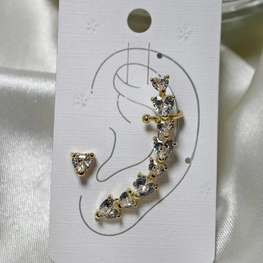 Valenora Heartline Crystal Ear Cuff