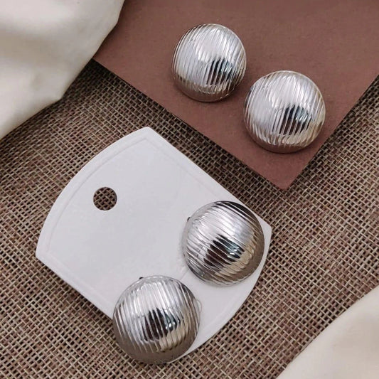 Vintage Silver Dome Stud Earrings