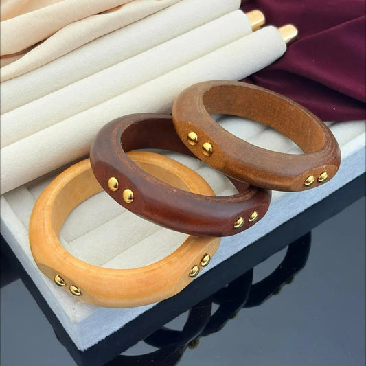 Minimal Stud Wooden Kada