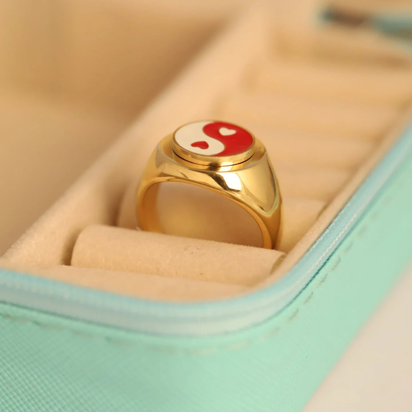 Yin Yang Heart Signet Ring