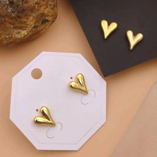 Gold Heart Stud Earrings