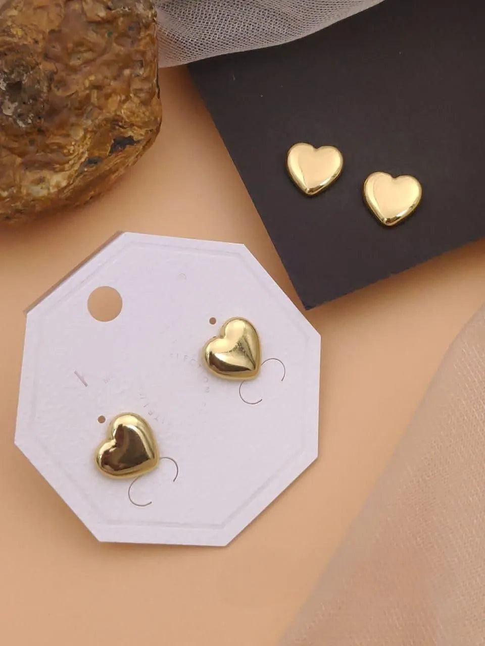 Classic Gold Heart Stud Earrings