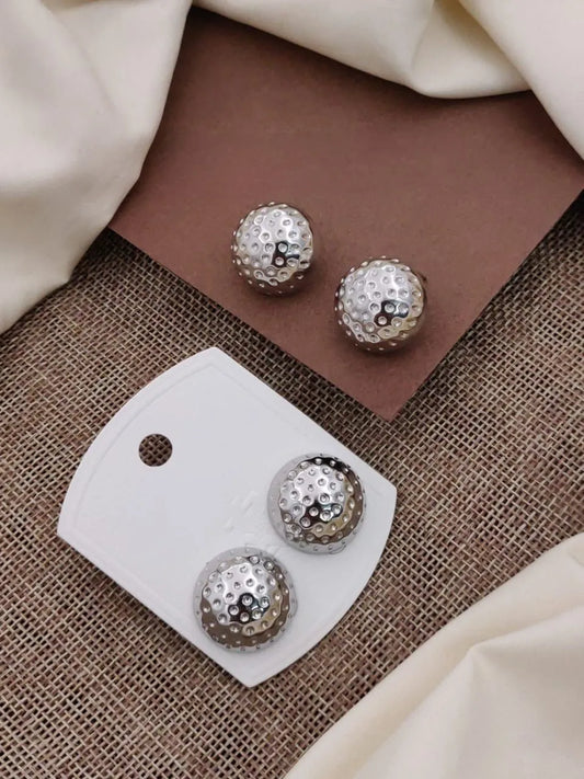 Textured Metallic Dome Stud Earrings