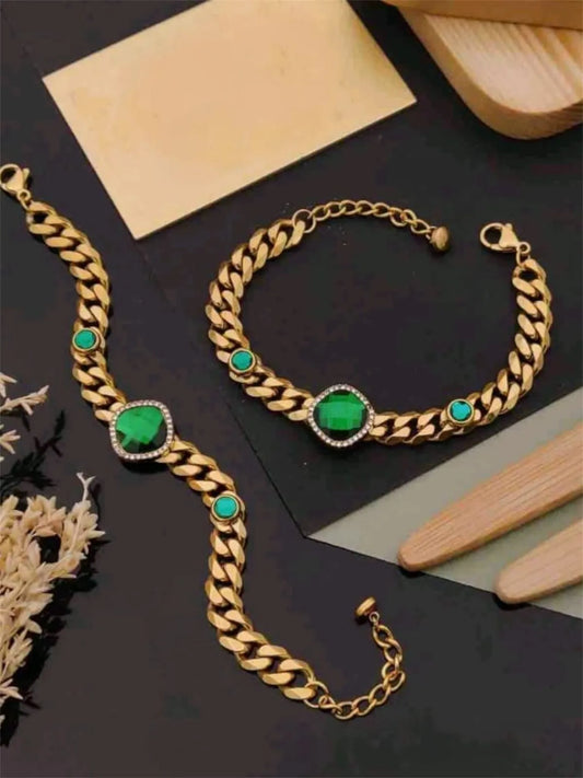Emerald Glow Anti-Tarnish Bracelet