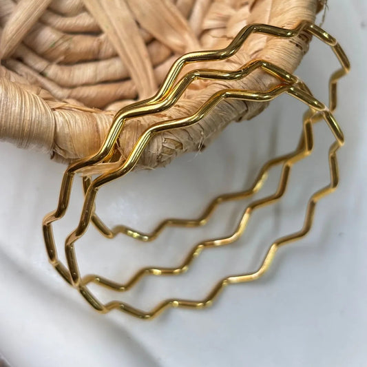 Zigzag Luxe Gold Bangles (3SET)