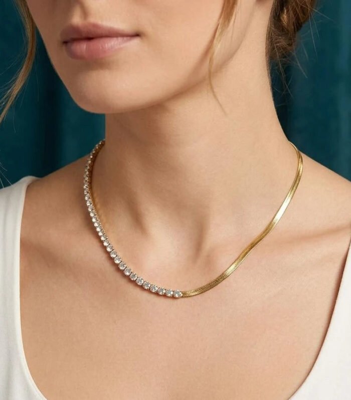 Celeste Diamond Herringbone Necklace