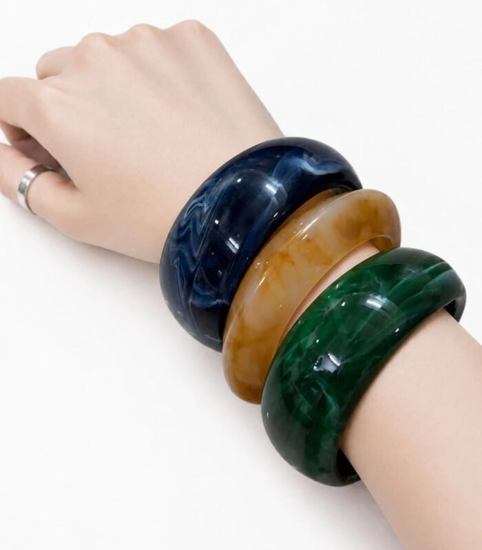 Luxe Marble Resin Bangle Set