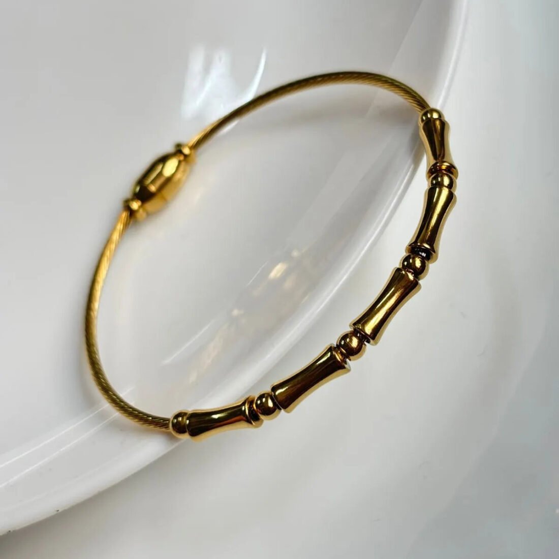 Bamboo-Inspired Gold Kada