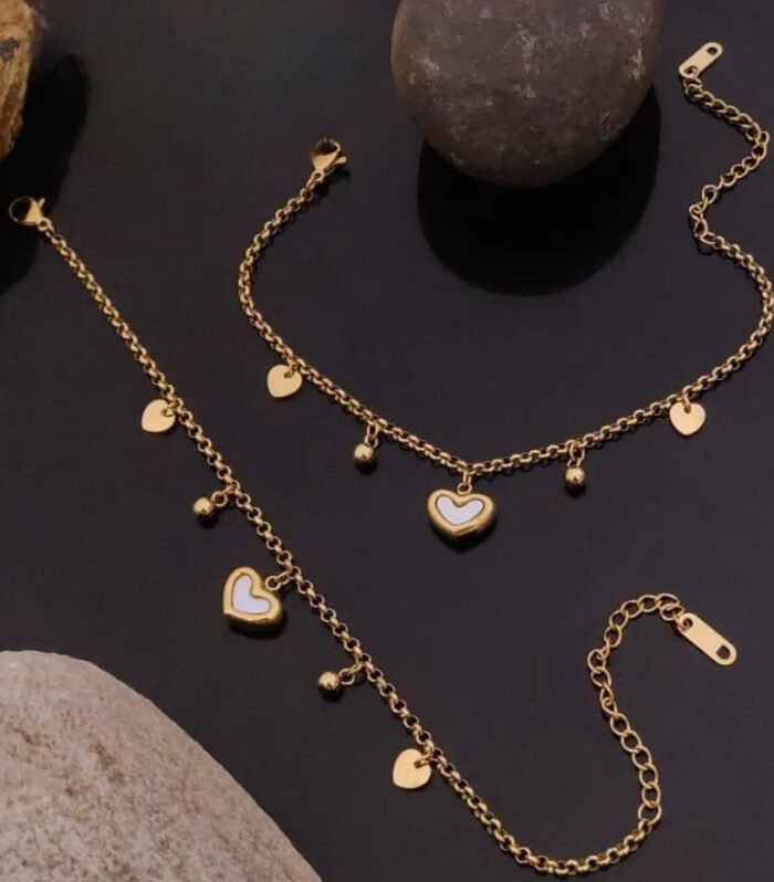 Golden Heart Charm Bracelet