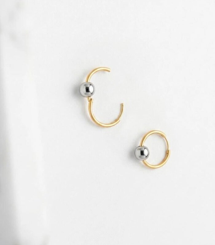 Luna Dual Tone Hoop Earrings