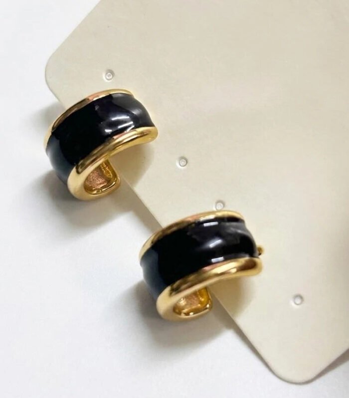 NoirLuxe Black Gold Studs Earrings