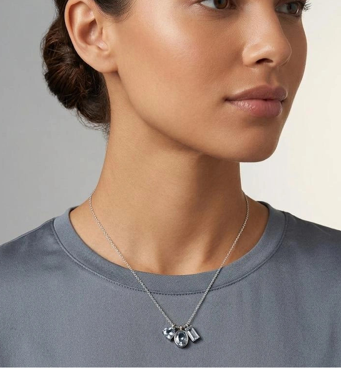Silver Gem Charm Necklace